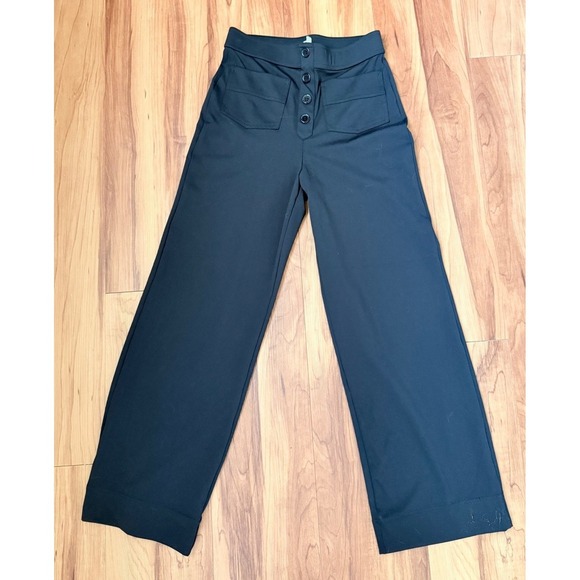 Halara Wide Leg Dress Pants Button Up High Waist Black XSP - Picture 1 of 4